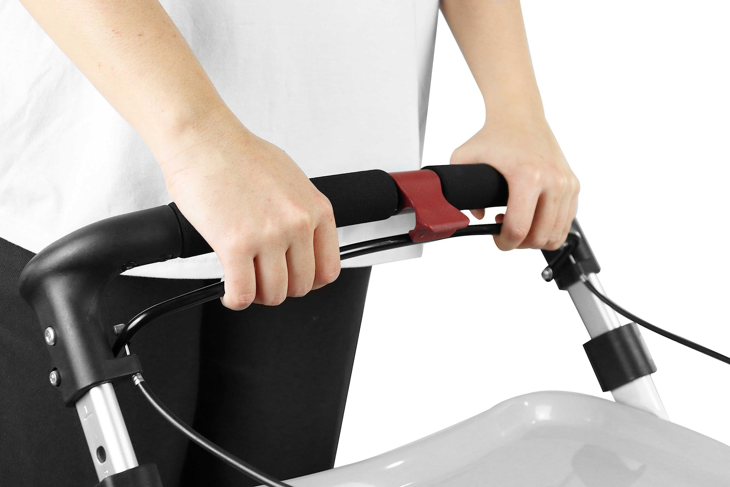 KMINA PRO Rollator, schmal & faltbar für Senioren, Indoor, mit Tablett, kompakt & leicht, Schwarz