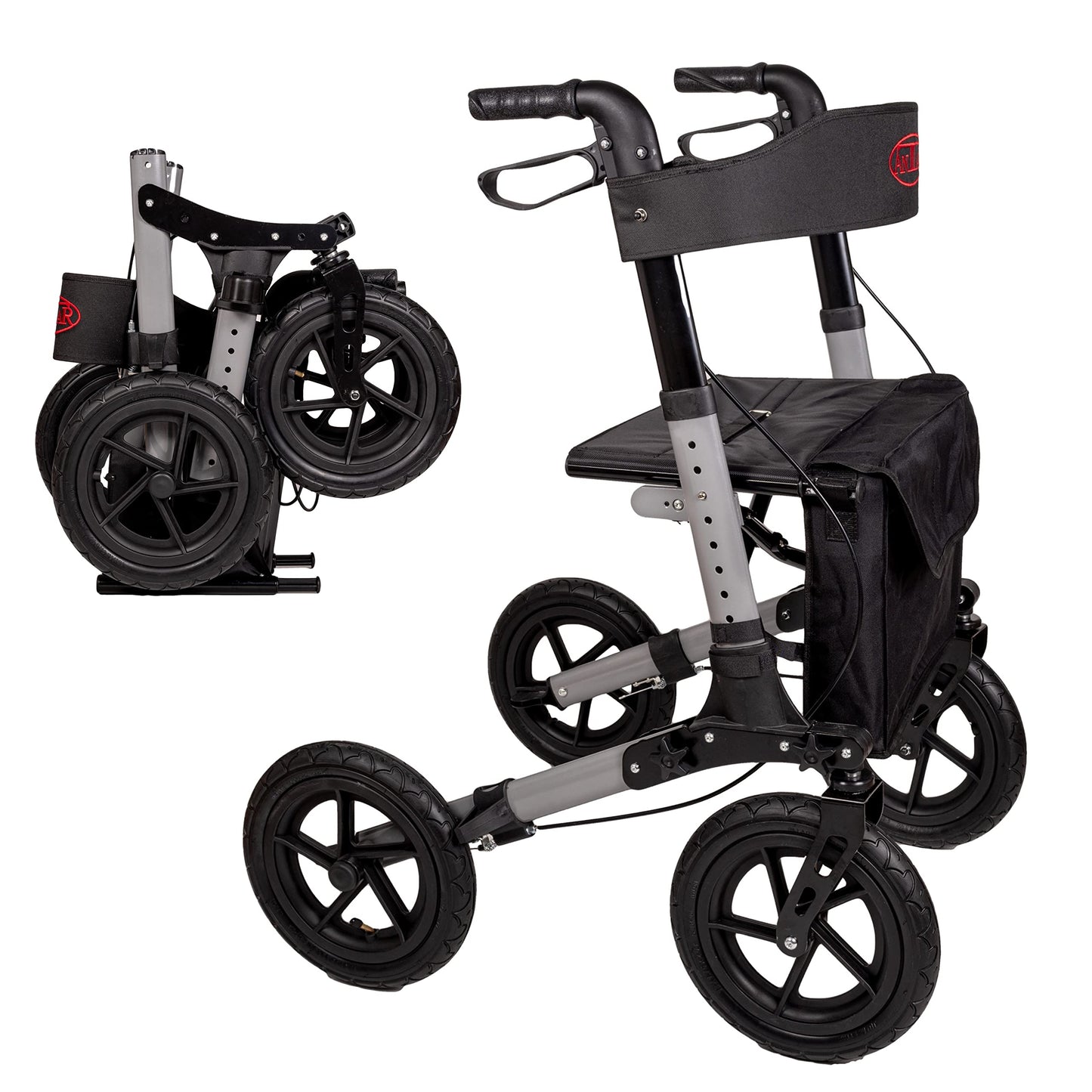 Antar Reise-Rollator mit Luftbereifung, mehrfach faltbar & leicht für Transport, Modell AT51036
