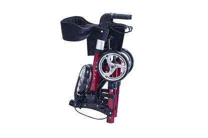 FabaCare Premium Alu-Rollator, leicht & 3-fach faltbar, höhenverstellbar, Vollausstattung für Reise & Flug, Rot