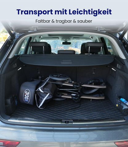 VOCIC Rollator faltbar & leicht mit Sitz, Outdoor Rollator mit Gummi-Bereifung, höhenverstellbar aus Aluminium, Grau
