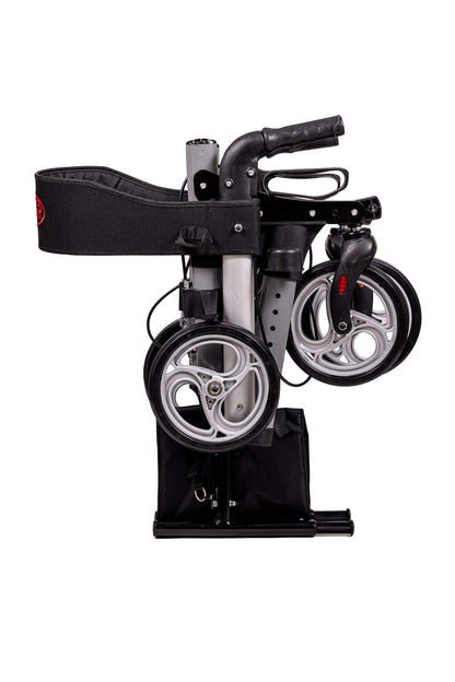 Antar 14949 Premium Aluminium-Rollator, leicht & 3-fach faltbar, höhenverstellbar, mit Gurt & Stockhalter, ideal für Reise, Silber