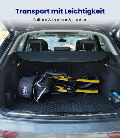 VOCIC Rollator faltbar & leicht mit Sitz, Outdoor Gummi-Bereifung für alle Gelände, Aluminium höhenverstellbar, Gelb